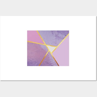 Abstract paint print, color blocking purple Posters and Art